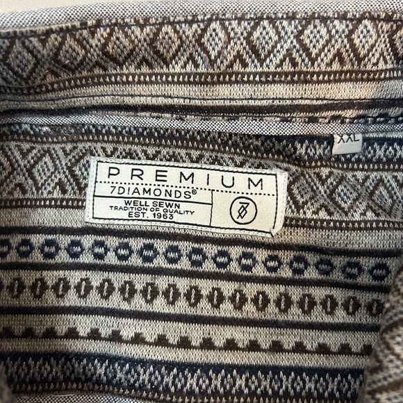 7 DIAMONDS Premium Shirt Men's XXL Gray Long‎ Sleeve Button Up Flip Cuff - Picture 4 of 9